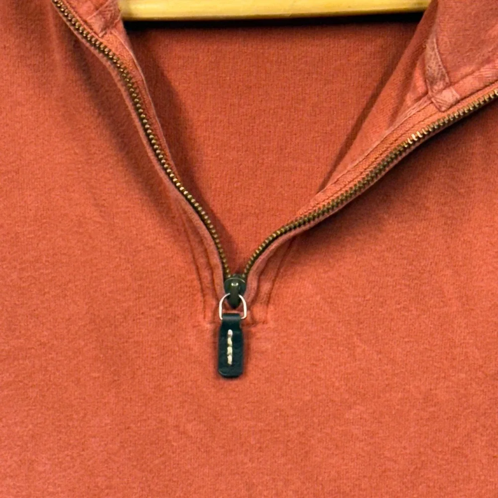J. Crew Mens Authentic Jersey Quarter Zip Pullover Sweatshirt‎ Medium Orange